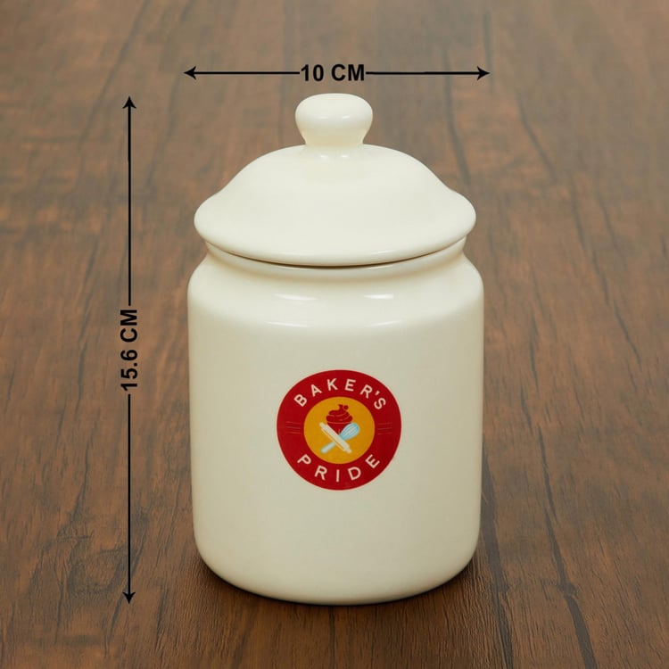 Bakers Pride Printed Round Dolomite Canister With Lid