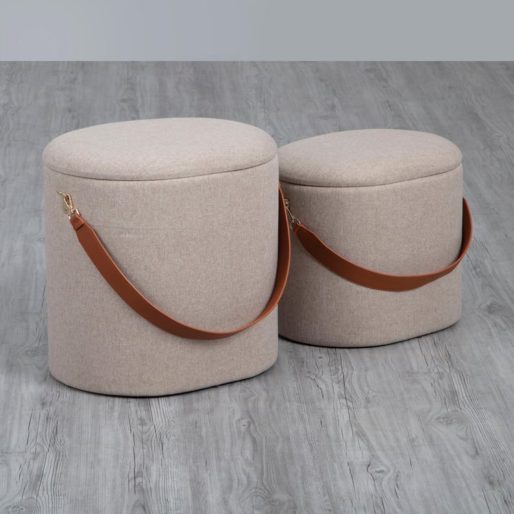 Abbyson Textured 2-Piece Ottoman Set - Beige
