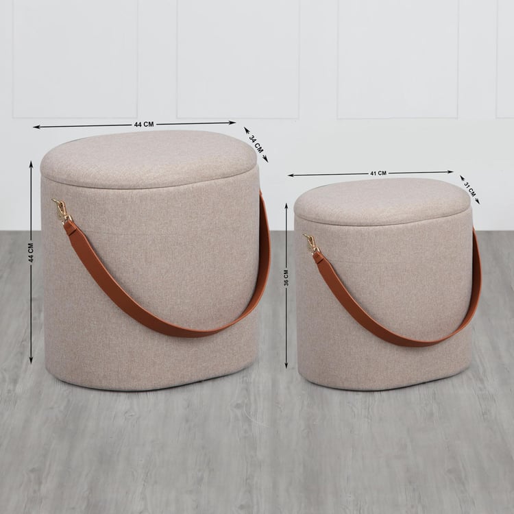 Abbyson Textured 2-Piece Ottoman Set - Beige