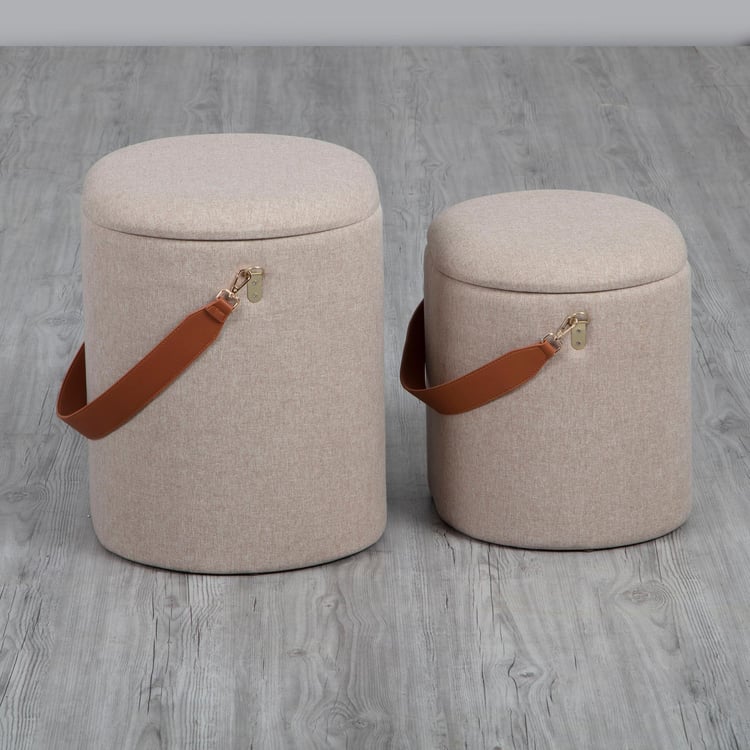 Abbyson Textured 2-Piece Ottoman Set - Beige