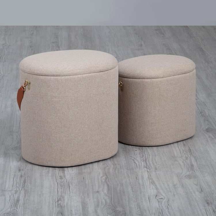 Abbyson Textured 2-Piece Ottoman Set - Beige