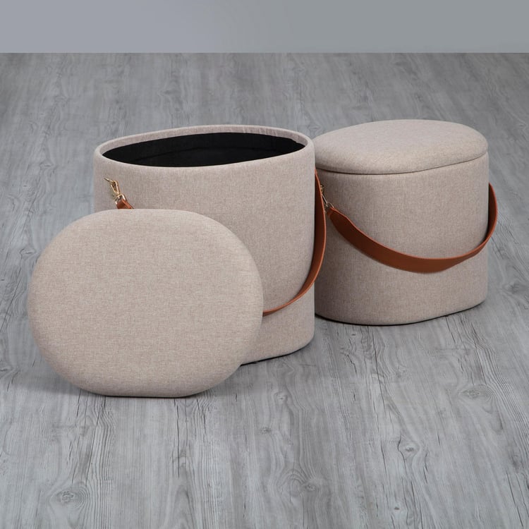 Abbyson Textured 2-Piece Ottoman Set - Beige