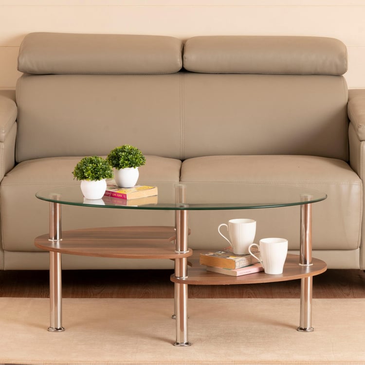 Oakford Glass Top Coffee Table - Silver