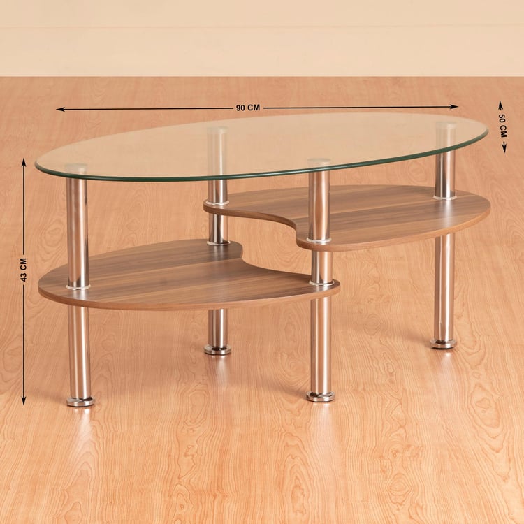 Oakford Glass Top Coffee Table - Silver