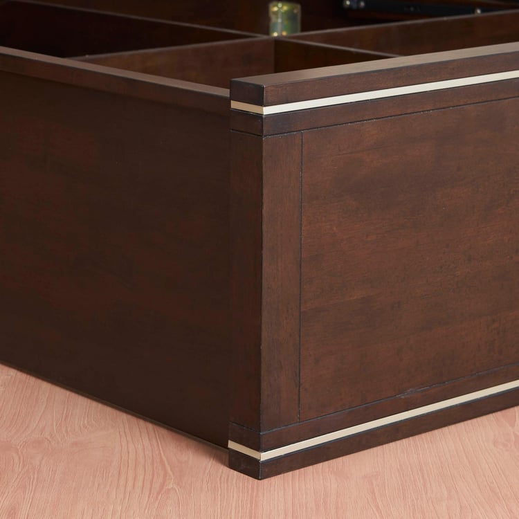 Valencia King Size Bed With Hydraulic Box Storage - 180 x 195 cm - Brown
