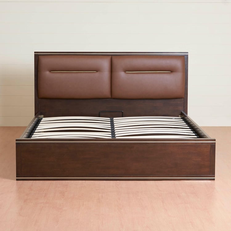 Valencia King Size Bed With Hydraulic Box Storage - 180 x 195 cm - Brown