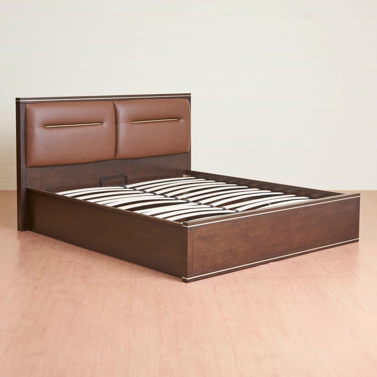 Valencia King Size Bed With Hydraulic Box Storage - 180 x 195 cm - Brown