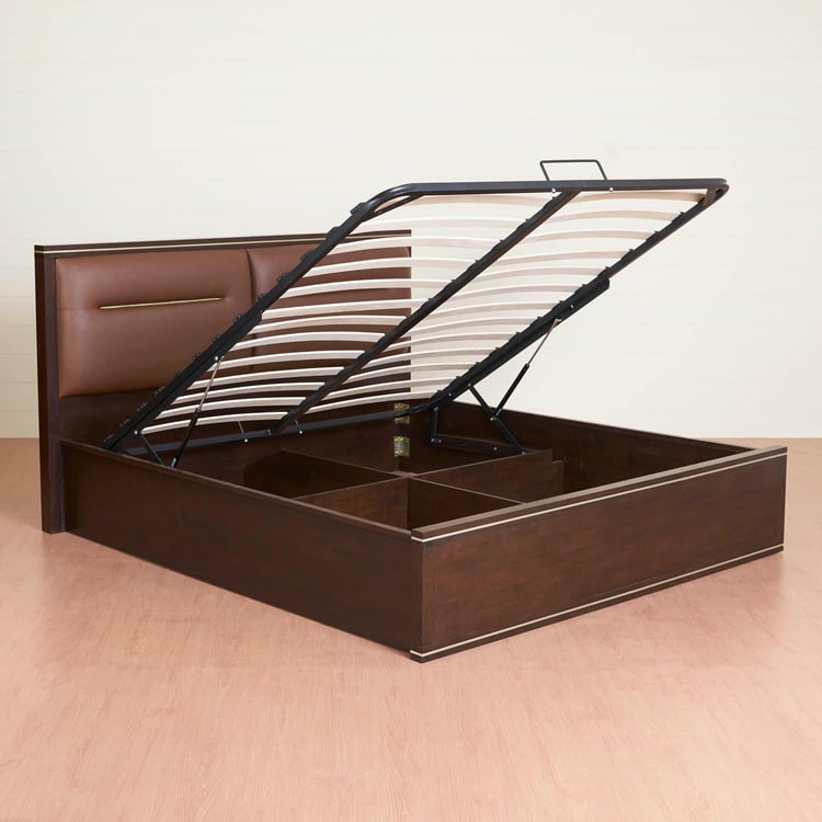 Valencia King Size Bed With Hydraulic Box Storage - 180 x 195 cm - Brown