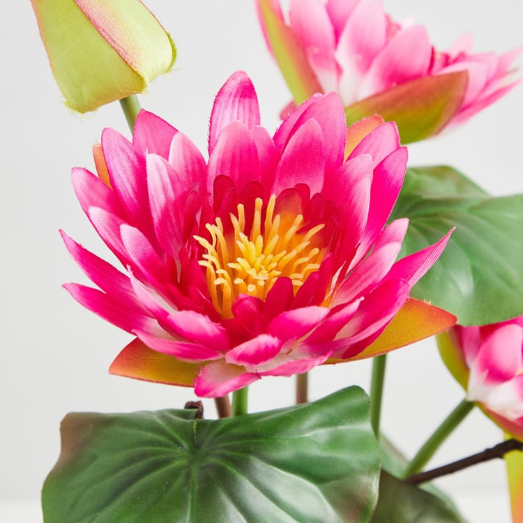 Valencia-Sachi Solid Four Head Lotus in Ceramic Pot