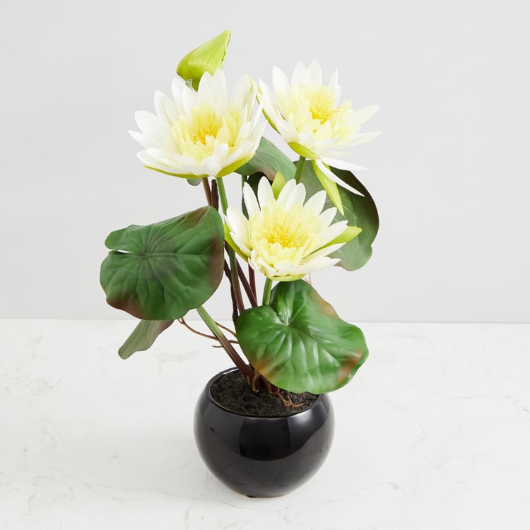 Valencia Lotus Artificial Flower in Ceramic Pot