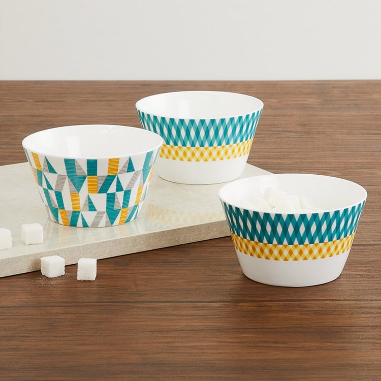 Mandarin Printed Bone China Bowls - Set Of 3 Pcs.