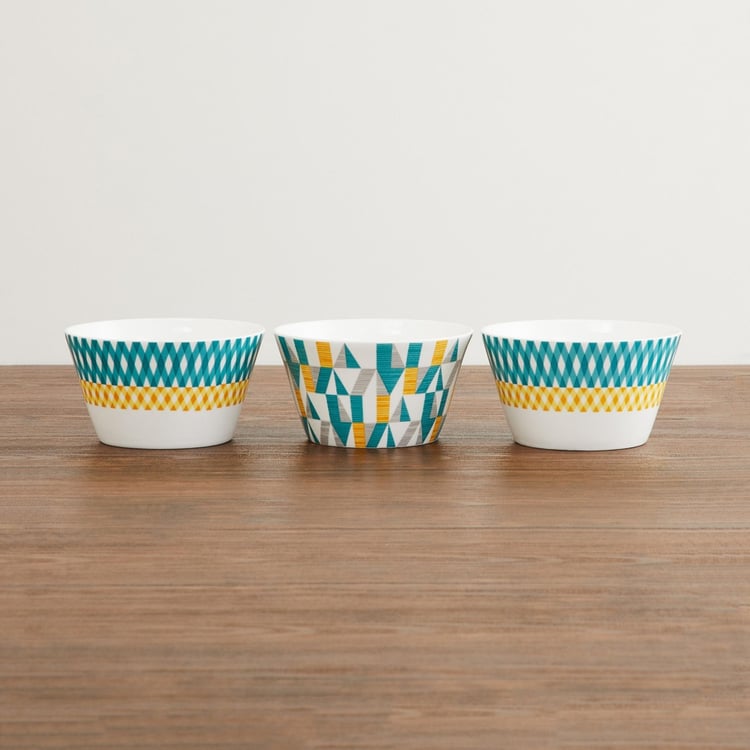 Mandarin Printed Bone China Bowls - Set Of 3 Pcs.