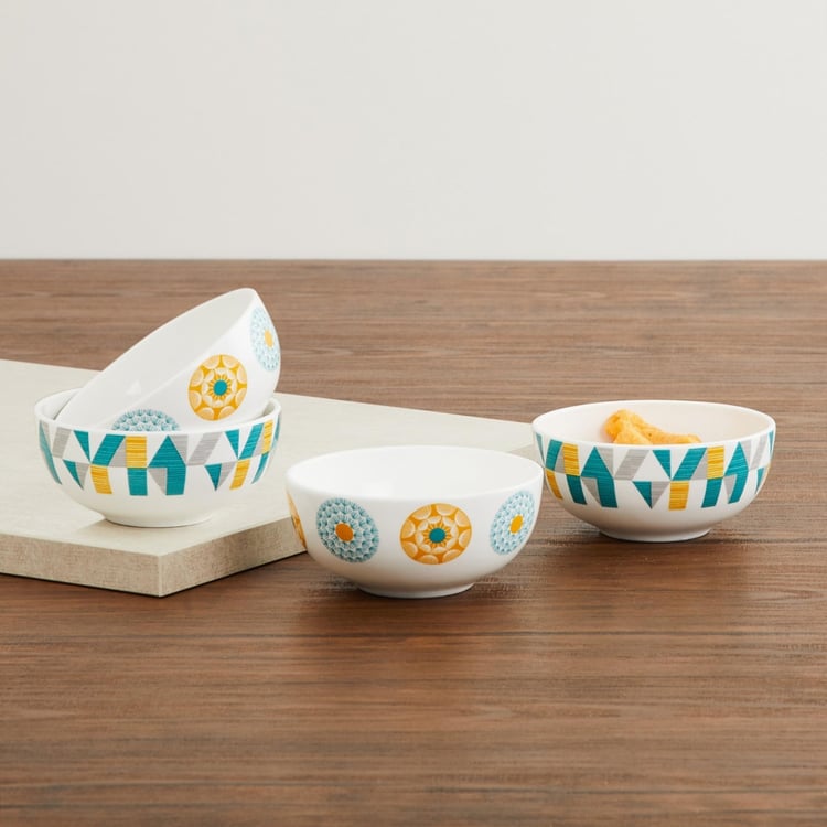 Mandarin Printed Bone China Katoris - Set Of 4 Pcs.