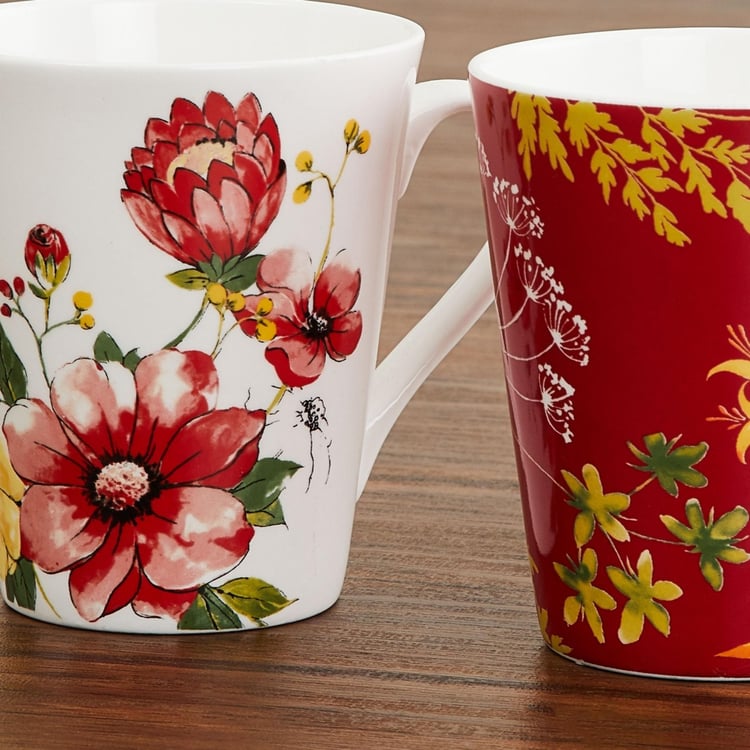 Mandarin Printed Bone China Mugs - Set Of 3 Pcs.