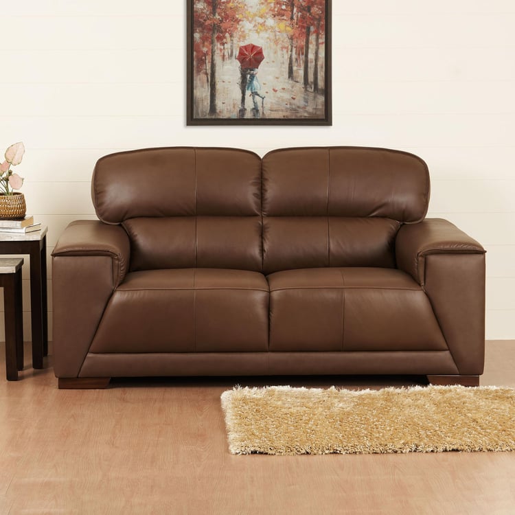 Valencia Leather 2-Seater Sofa - Brown