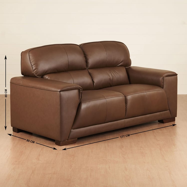 Valencia Leather 2-Seater Sofa - Brown