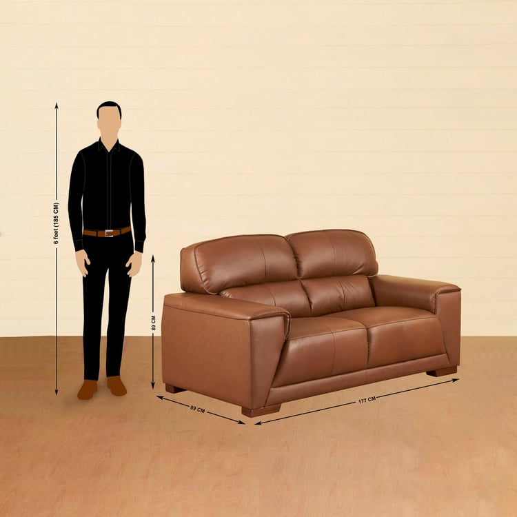 Valencia Leather 2-Seater Sofa - Brown