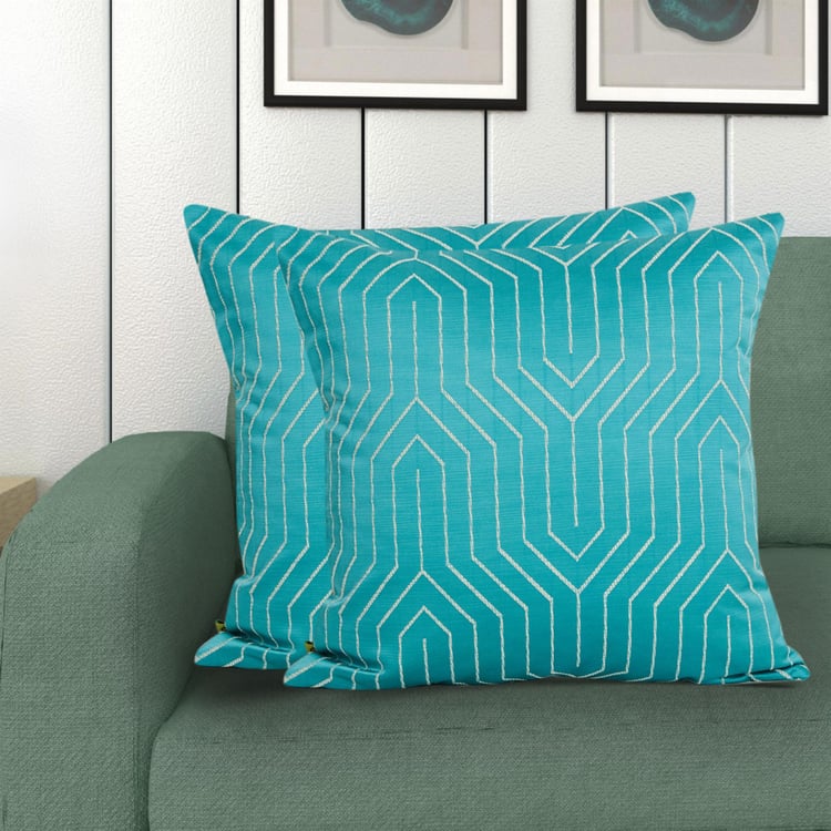 Buy Floss Terrain Geometric Print Cushion Cover-Set Of from