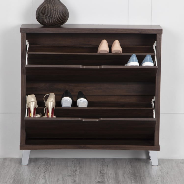 Lewis 8 Pairs Flap Open Shoe Cabinet - Brown