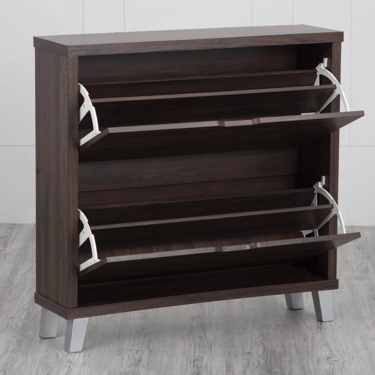 Lewis 8 Pairs Flap Open Shoe Cabinet - Brown