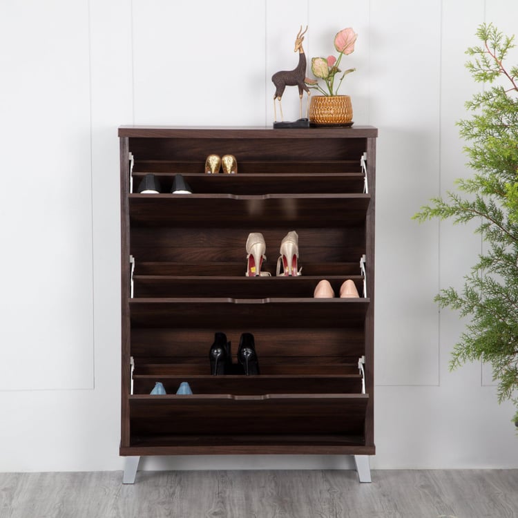 Lewis 12 Pairs Flap Open Shoe Cabinet - Brown