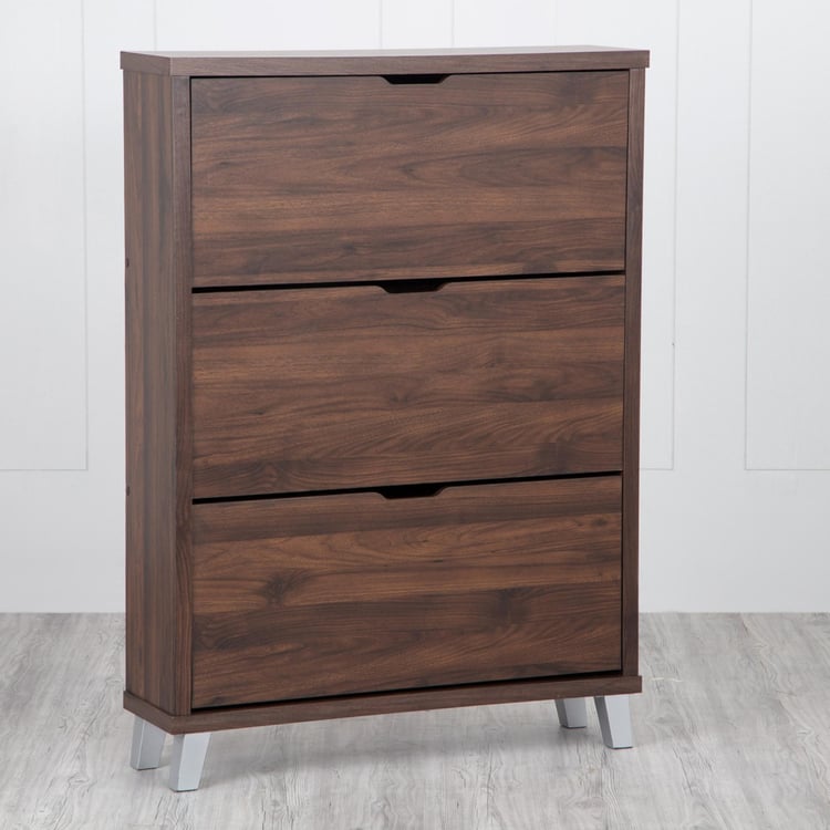 Lewis 12 Pairs Flap Open Shoe Cabinet - Brown