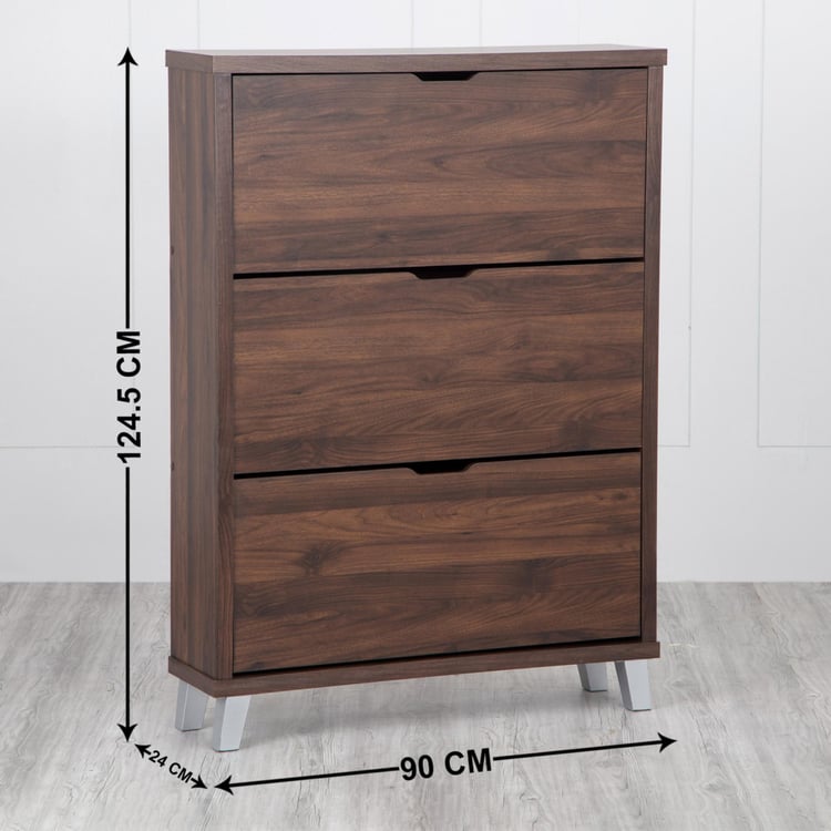 Lewis 12 Pairs Flap Open Shoe Cabinet - Brown