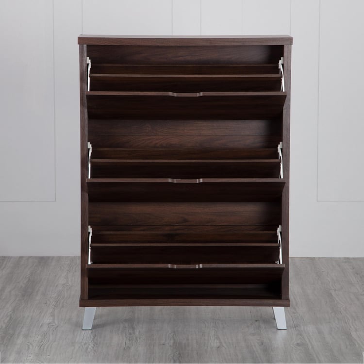 Lewis 12 Pairs Flap Open Shoe Cabinet - Brown