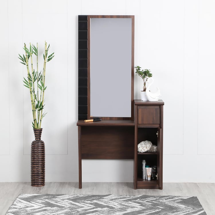 Lewis Dresser Mirror with Drawer - Brown