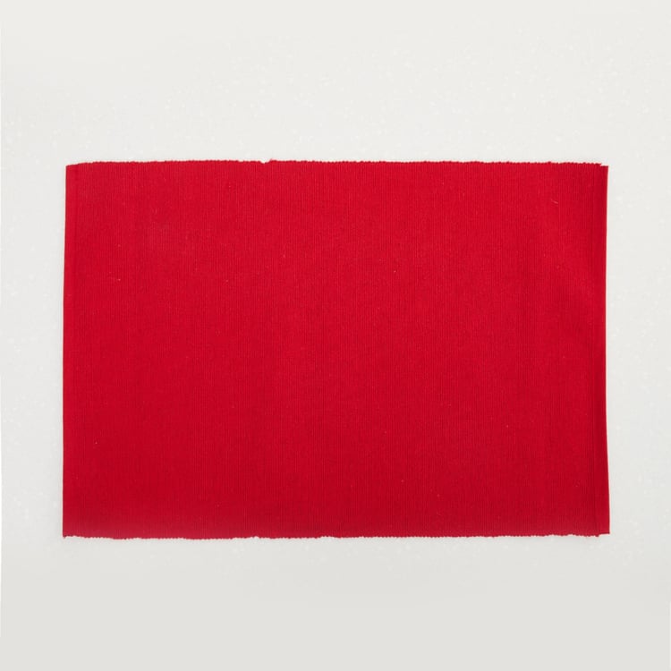 Kale Textured Placemat - Cotton - Placemat 48 cm x 33 cm -Red