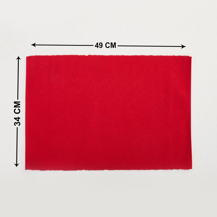 Kale Textured Placemat - Cotton - Placemat 48 cm x 33 cm -Red