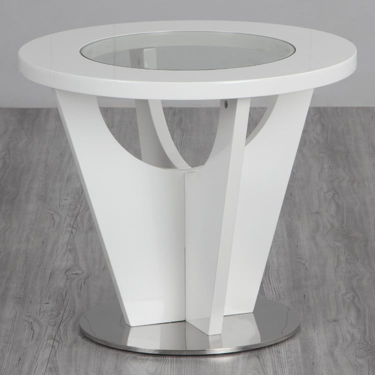 Wave Glass Top Tea Table - White