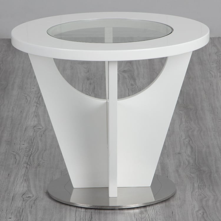 Wave Glass Top Tea Table - White