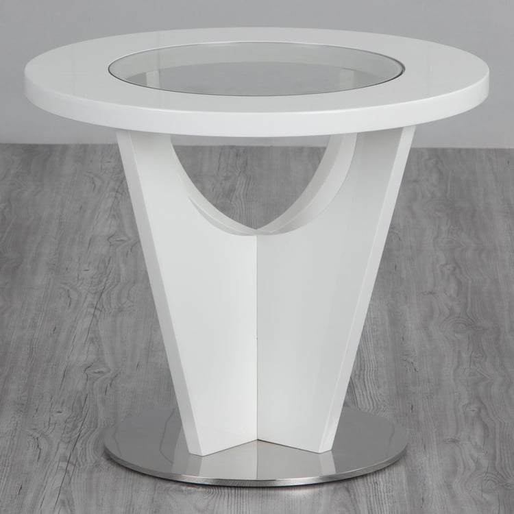 Wave Glass Top Tea Table - White