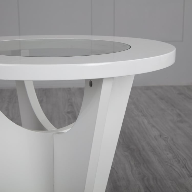 Wave Glass Top Tea Table - White