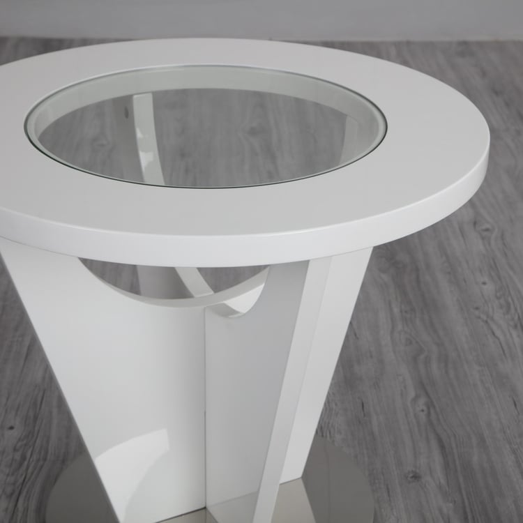 Wave Glass Top Tea Table - White