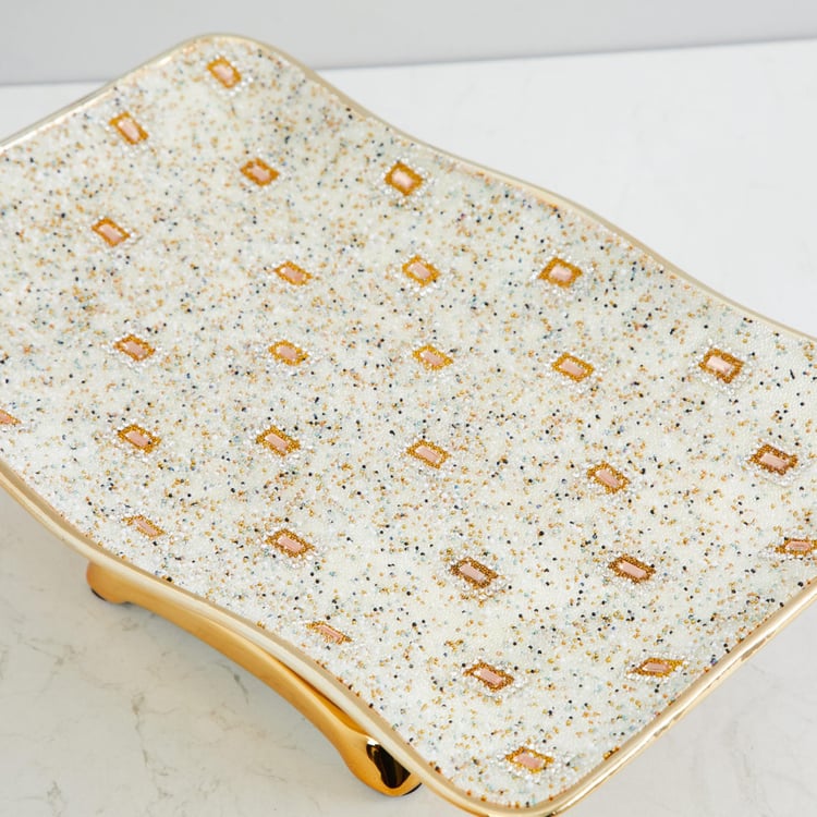 Galaxy Rectangular-Shaped Beaded Platter - 30x20x9 cms.