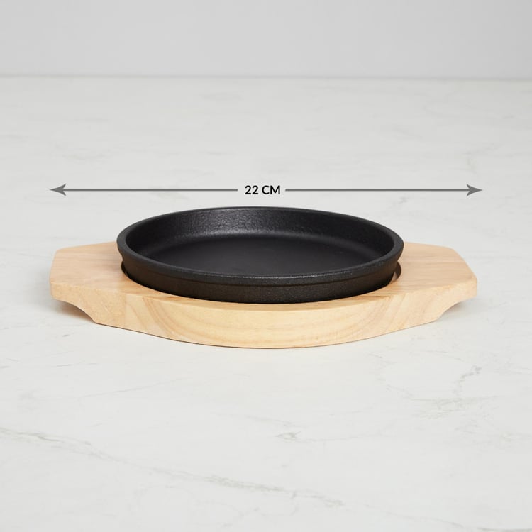 Truffels-Hazel Sizzler Plate with Wooden Base