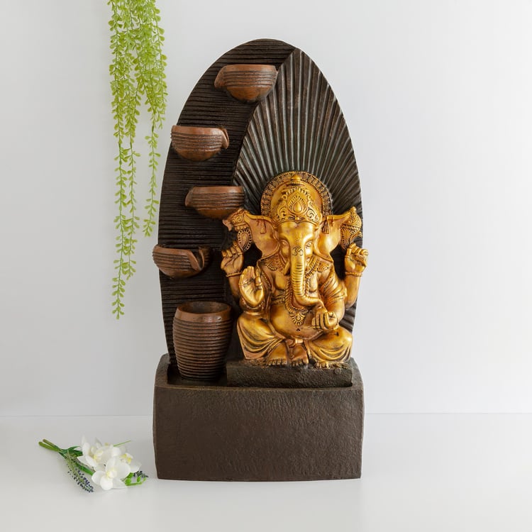Cascade Ceramic Ganesha Fountain - 35x27x70cm