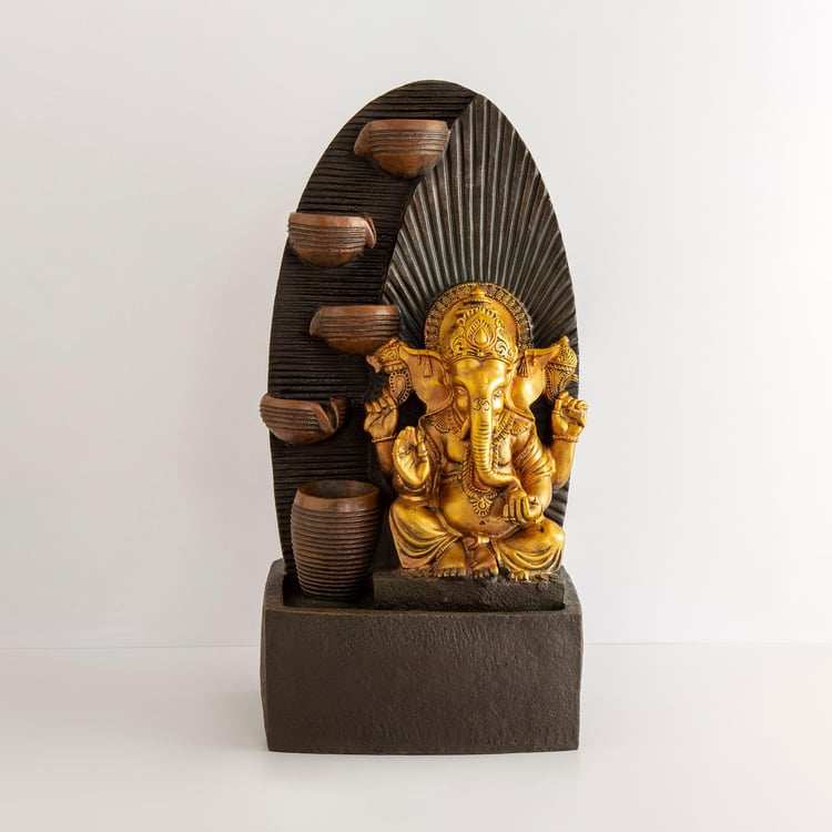 Cascade Ceramic Ganesha Fountain - 35x27x70cm