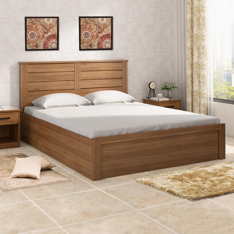Helios Freddie Brown Queen Bed With Box Storage - 150x195cm