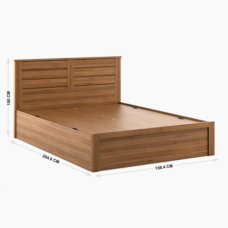 Helios Freddie Brown Queen Bed With Box Storage - 150x195cm