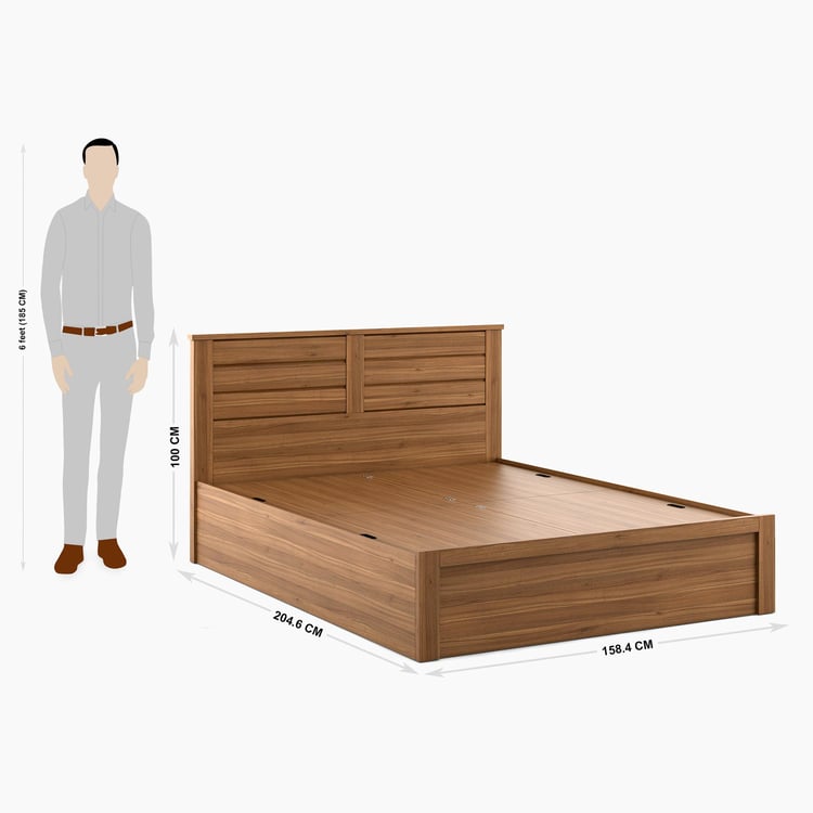 Helios Freddie Brown Queen Bed With Box Storage - 150x195cm