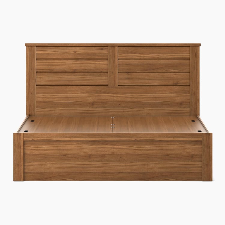 Helios Freddie Brown Queen Bed With Box Storage - 150x195cm