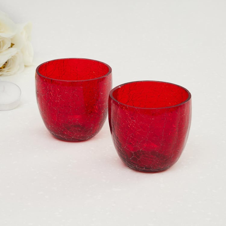 Redolance Crackle Votive Holders - Set Of 2 Pcs.