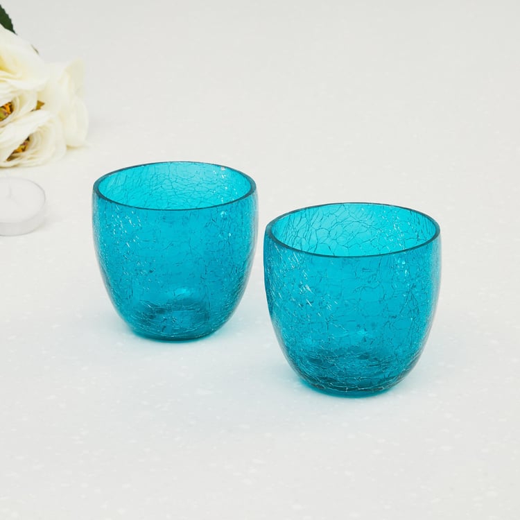 Bleam Set of 2 Glass Crackle Votive Holders