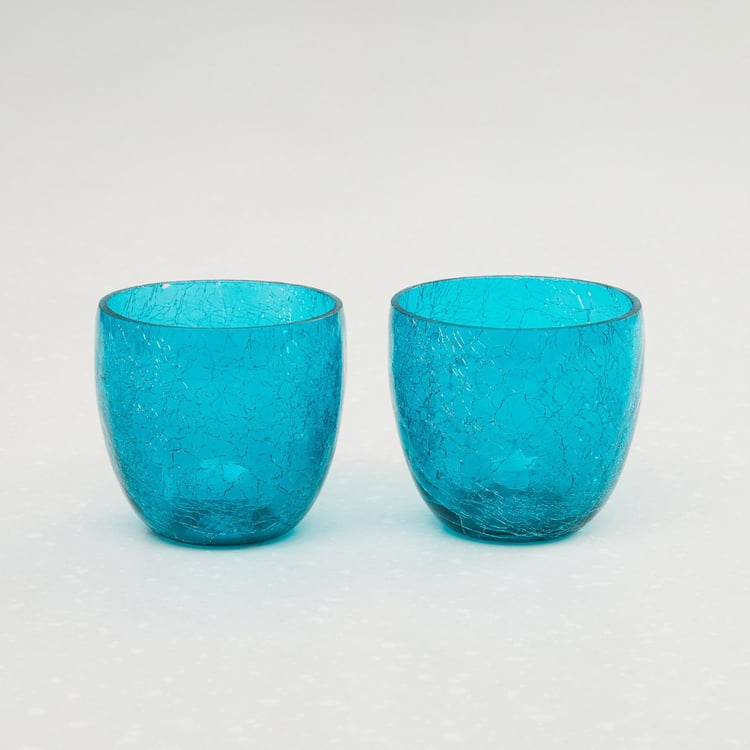 Bleam Set of 2 Glass Crackle Votive Holders