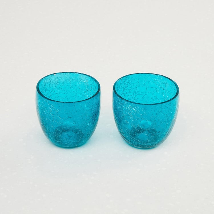 Bleam Set of 2 Glass Crackle Votive Holders