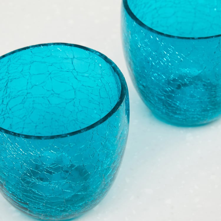 Bleam Set of 2 Glass Crackle Votive Holders