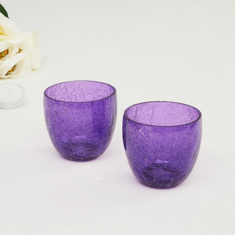 Redolance Crackle Votive Holders - Set Of 2 Pcs.